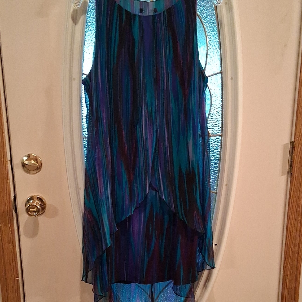 Vintage Teal & Purple Asymmetrical Layered Maxi Dress